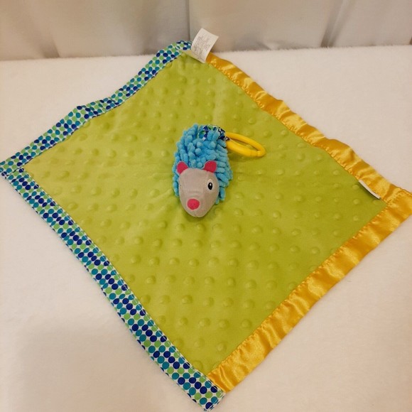 Early Years Hedgehog Lovey Security Blanket Plush Dots Clip Satin Trim Back Toy - Picture 2 of 16